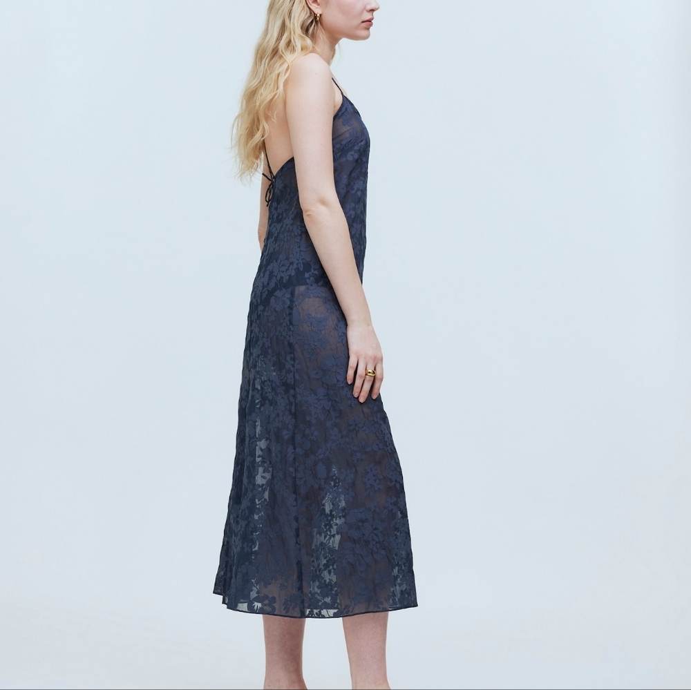 madewell floral halter sheer lace strappy cover up midi dress
